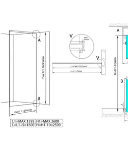 Sprchovacie kúty POLYSAN - ARCHITEX LINE sada pre uchytenie skla, podlaha-stena-strop, max.š. 1600, čierna matná AXL2816B
