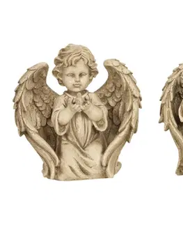 Sošky, figurky - anjeli MAKRO - Anjel kľačiaci s vtáčikom 26cm rôzne druhy