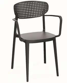 Záhradné stoličky a kreslá Plastová stolička s podrúčkami OSLO (rôzne farby) antracit