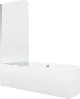 Sprchové dvere MEXEN/S - Cube obdĺžniková vaňa 170 x 80 cm s panelom + vaňová zástena 75 cm, transparent, chróm 550517080X9007510100