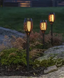 Vonkajšie svietidlo s bodcom do zeme STAR TRADING Soklové LED svietidlo Flame Mini v sade 3 kusov