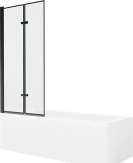 Sprchové dvere MEXEN/S - Cubik obdĺžniková vaňa 160 x 70 cm s panelom + vaňová zástena 80 cm, čierna vzor 550316070X9208027070
