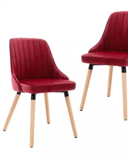 Jedálenské stoličky a kreslá Jedálenská stolička 2 ks zamat / buk Dekorhome Červená