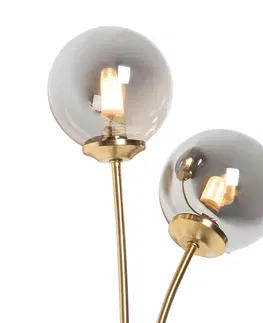 Nastenne lampy Moderné nástenné svietidlo zlaté 2-žiarovkové s dymovým sklom - Atény
