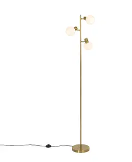 Stojace lampy Stojacia lampa zlatá s opálovým sklom 3-svetlá nastaviteľná - Anouk