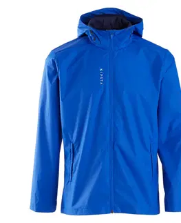 bundy a vesty Nepremokavá futbalová bunda T100 pre dospelých do dažďa modrá