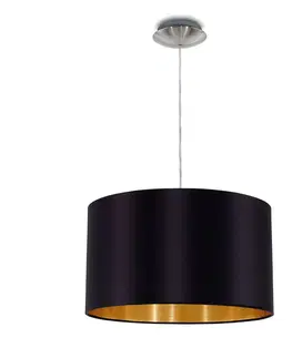 Závesné svietidlá EGLO Textilná závesná lampa Lecio, 38 cm čierna