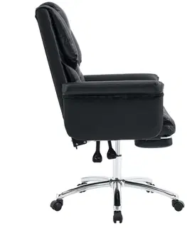 Kancelárske kreslá Kancelárske kreslo s podnožou, ekokoža čierna, RODIK