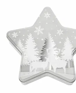 Misy a misky Altom Vianočná plechová dóza Silver Christmas tree, 23 x 22 x 6 cm