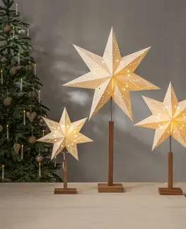 Vianočné svetelné hviezdy STAR TRADING Stojacia hviezda Karo Maxi dub prírodná/biela