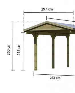 Záhradné domčeky Drevený prístrešok / carport 297x 496 cm Lanitplast
