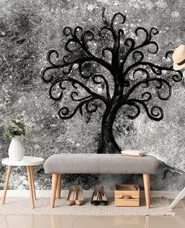 Čiernobiele tapety Tapeta čiernobiely strom života