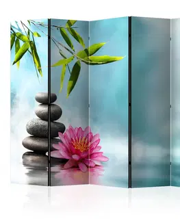 Paravány Paraván Water Lily and Zen Stones Dekorhome 135x172 cm (3-dielny)