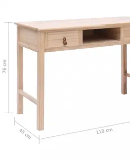 Pracovné stoly Písací stôl s 2 zásuvkami masívne drevo Dekorhome Prírodná