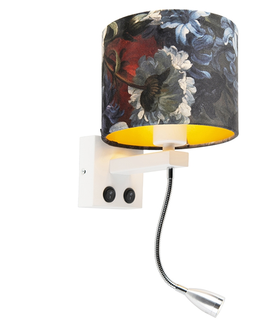 Nastenne lampy Moderná nástenná lampa biela s odtieňom zamatových kvetov - Brescia