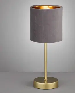Lampy na nočný stolík FISCHER & HONSEL Stolná lampa Aura, zlatá, tienidlo sivá/zlatá