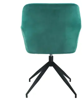 Stoličky Otočná stolička, zelená Velvet látka/čierna, VELEZA NEW
