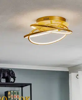 Stropné svietidlá Globo Barna – v zlatej navrhnuté stropné LED svietidlo