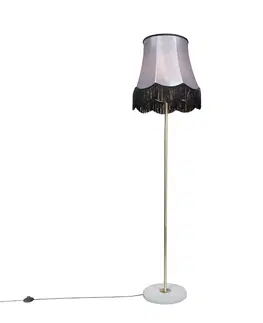 Stojace lampy Stojacia lampa mosadz s odtieňom Granny B čierno-sivá 45 cm - Kaso