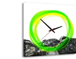 Hodiny 3-dielny obraz s hodinami, Zen, 35x105cm