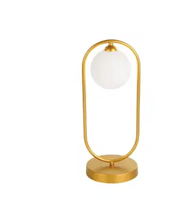Stolové lampy Viokef Stolová lampa Fancy so skleneným tienidlom, zlatá