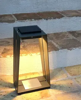 Solárne svetlá so senzorom pohybu Les Jardins Solárna LED lucerna Skaal z hliníka, 40 cm, sivá