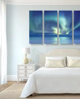Obrazy vesmíru a hviezd 5-dielny obraz polárna žiara nad oceánom