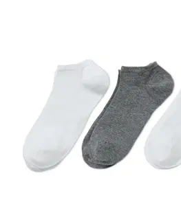 Socks Krátke ponožky, 3 páry, biele a sivé