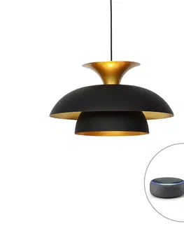 Zavesne lampy Inteligentná závesná lampa čierna so zlatou vrátane Wifi G95 - Titus