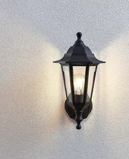 Vonkajšie nástenné svietidlá Lindby Vonkajšie nástenné svetlo Nane tvar lucerny čierne