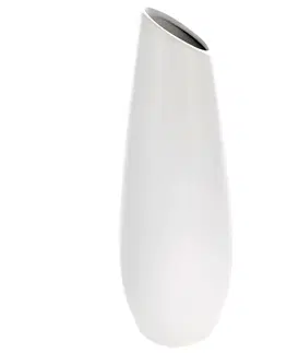 Vázy keramické Keramická váza Oval, 12 x 36 x 12 cm, biela