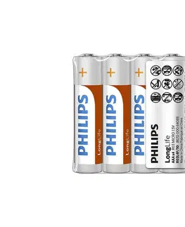 Predlžovacie káble Philips Philips R03L4F/10 - 4 ks Zinkochloridová batéria AAA LONGLIFE 1,5V 450mAh 