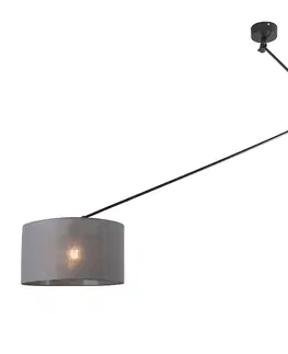 Zavesne lampy Závesná lampa čierna s tienidlom 35 cm tmavosivá nastaviteľná - Blitz I.