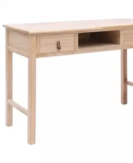 Pracovné stoly Písací stôl s 2 zásuvkami masívne drevo Dekorhome Biela / strieborná