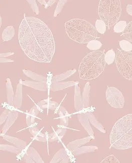 Samolepiace tapety Samolepiaca tapeta ružové vážky v kruhu Mandaly