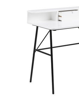Písacie stoly Dkton Dizajnový písací stôl Nava 100 cm, biely