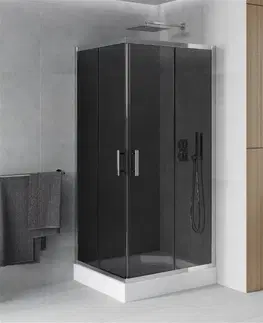 Vane MEXEN/S - Rio štvorcový sprchovací kút 90 x 90, grafit, chróm + vanička Rio 860-090-090-01-40-4510