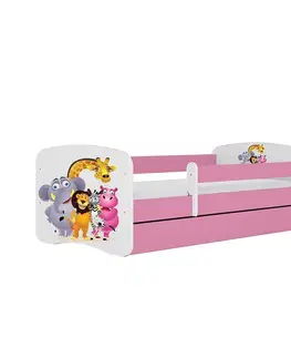 Jednolôžkové postele Detská Posteľ. Babydreams+Sz+M Ružová 80x160 Zoo