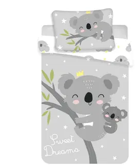 Obliečky JJerry Fabrics Detské bavlnené obliečky do postieľky Koala sweet dreams baby, 100 x 135 cm, 40 x 60 cm 