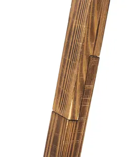 Stojace lampy Priemyselná stojaca lampa statív oceľový s dreveným sklopným - Emado