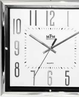Hodiny Nástenné hodiny MPM, 3172.7100 - strieborná lesklá/biela, 30cm