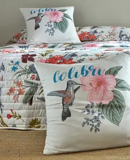 Prehozy Prešívaná prikrývka na posteľ s potlačou kvetín