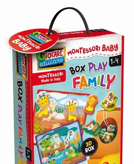 Hračky spoločenské hry pre deti LISCIANIGIOCH - Montessori Baby Box Play Family - Vkladačka Mláďatá