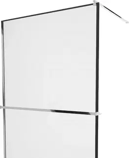 Sprchové dvere MEXEN/S - KIOTO Sprchová zástena WALK-IN s poličkou a držiakom uterákov 120 x 200, transparent/čierna 8 mm, chróm 800-120-121-01-70