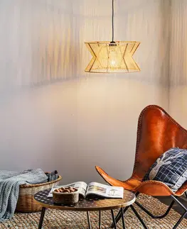 Závesné svietidlá Viokef Závesná lampa Argela s dvojitým tienidlom prírodná