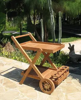Príslušenstvo z teaku DEOKORK Záhradný servírovací vozík teak MONTE