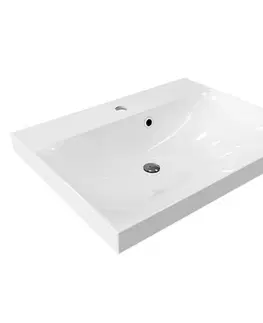 Kúpeľňový nábytok MEREO - Opto, kúpeľňová skrinka s umývadlom z liateho mramoru 61 cm, biela/dub Riviera Riviera CN930M