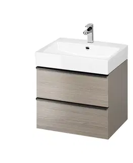 Kúpeľňa CERSANIT - Umývadlo skrinka VIRGO 60 sivý dub s čiernymi úchytmi S522-021
