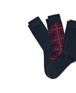 Socks Ponožky, 3 páry, kárované/námornícka modrá