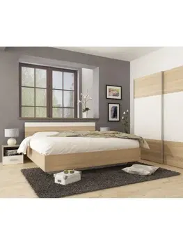 Spálňové zostavy Spálňový komplet (posteľ 180x200 cm), dub sonoma/biela, GABRIELA NEW